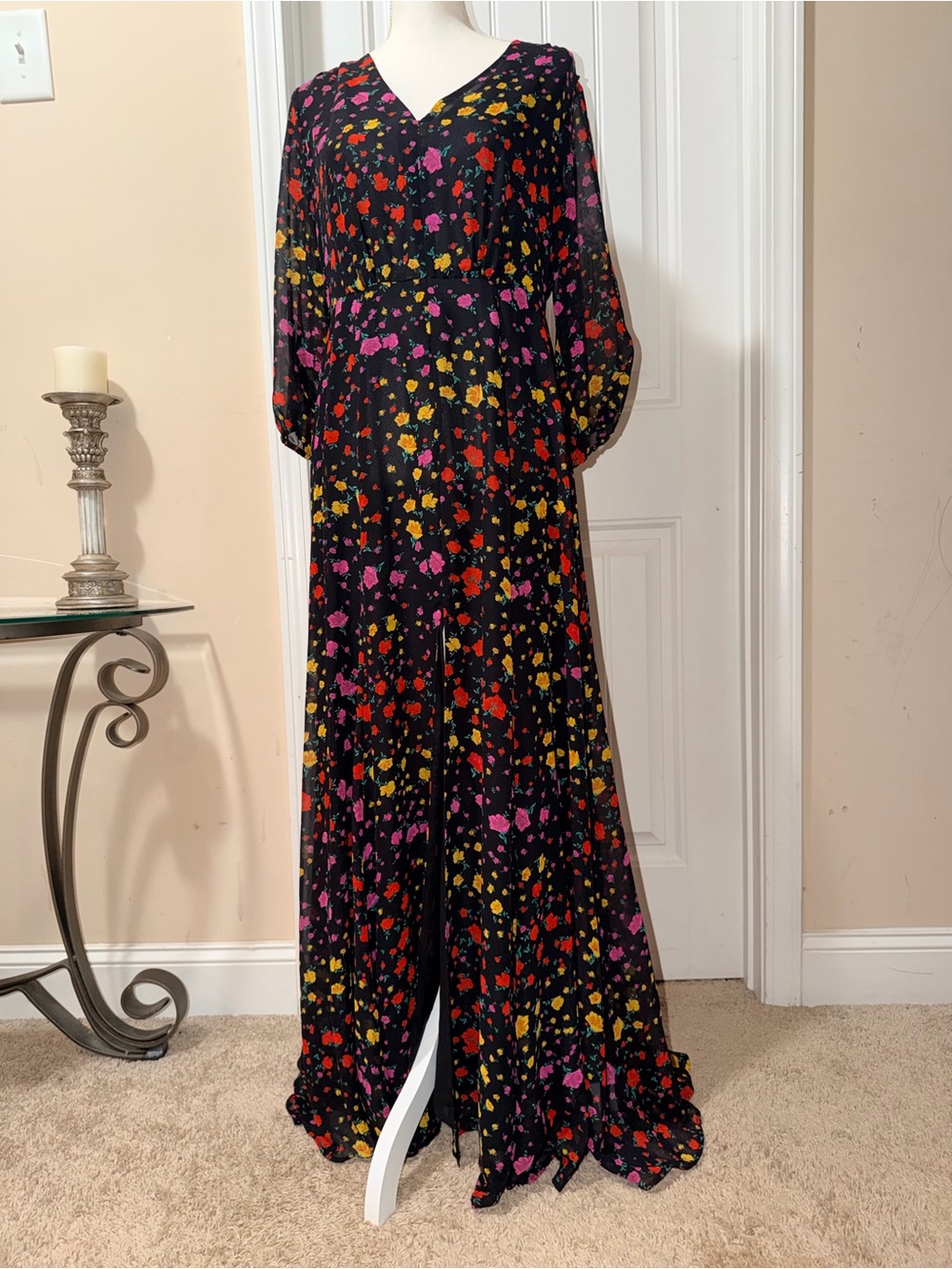 New York and Company Black Floral Women’s Multicolor Floral Print Maxi Dress